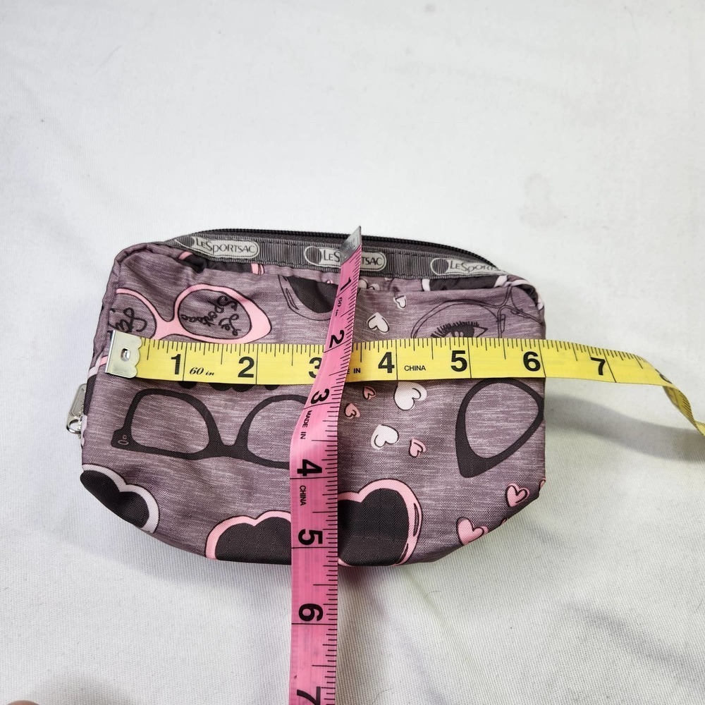 Lesportsac Boxed Travel Cosmetic Bag Zipper Closure Lightweight Eyeglass Pattern - Picture 2 of 2